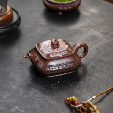 Full Handmade Yixing Zisha Teapot [Sifang Jin Feng] (Ziyu Jin Sha – 280ml)