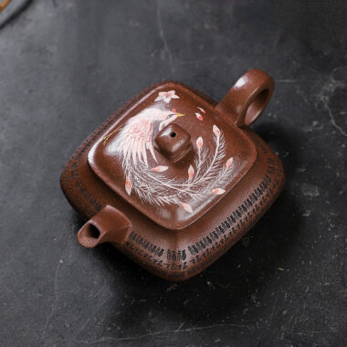 Full Handmade Yixing Zisha Teapot [Sifang Jin Feng] (Ziyu Jin Sha – 280ml)