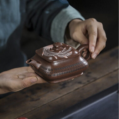 Full Handmade Yixing Zisha Teapot [Sifang Jin Feng] (Ziyu Jin Sha – 280ml)