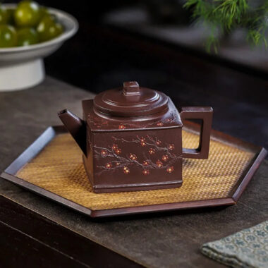 Full Handmade Yixing Zisha Teapot [Sifang Pin Xiang] (Di Cao Qing – 350ml)