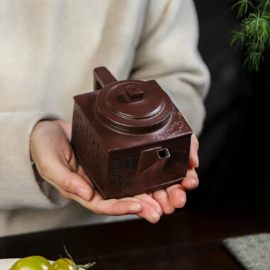 Full Handmade Yixing Zisha Teapot [Sifang Pin Xiang] (Di Cao Qing – 350ml)