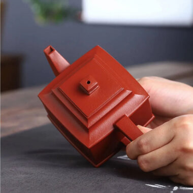 Full Handmade Yixing Zisha Teapot [Sifang Pot] (Zhu Ni – 240ml)