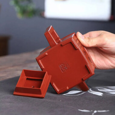 Full Handmade Yixing Zisha Teapot [Sifang Pot] (Zhu Ni – 240ml)