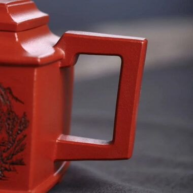 Full Handmade Yixing Zisha Teapot [Sifang Pot] (Zhu Ni – 240ml)