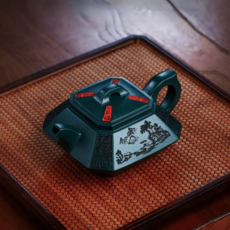 Full Handmade Yixing Zisha Teapot [Sifang Zhufu] (Lao Mo Lu Ni – 300ml)