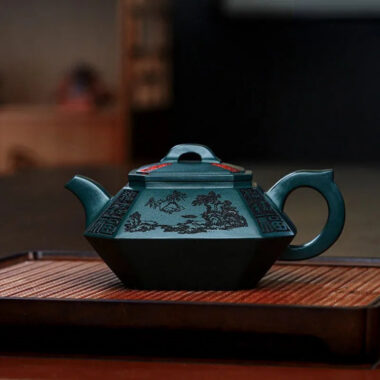Full Handmade Yixing Zisha Teapot [Sifang Zhufu] (Lao Mo Lu Ni – 300ml)