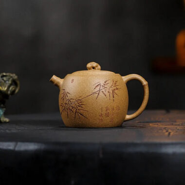 Full Handmade Yixing Zisha Teapot [Taihu Zhu Yun] (Huangjin Duan Ni – 220ml)