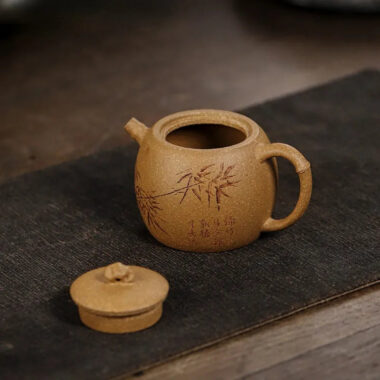 Full Handmade Yixing Zisha Teapot [Taihu Zhu Yun] (Huangjin Duan Ni – 220ml)