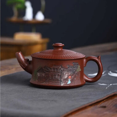 Full Handmade Yixing Zisha Teapot [Tianxia Liangcang Pot] (Zao Hong Ni – 400ml)