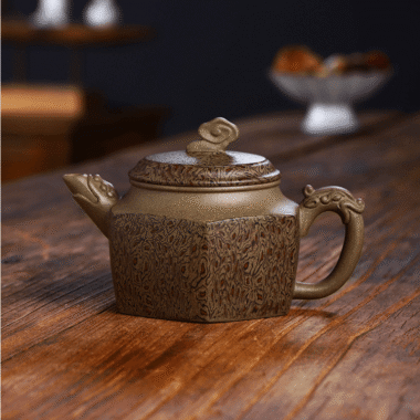 Full Handmade Yixing Zisha Teapot [Wucai Xiangyun] (Qing Duan/Jiao Ni – 330ml)