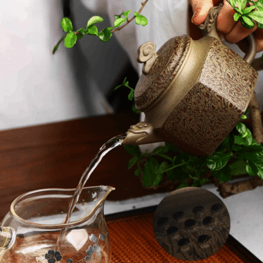 Full Handmade Yixing Zisha Teapot [Wucai Xiangyun] (Qing Duan/Jiao Ni – 330ml)