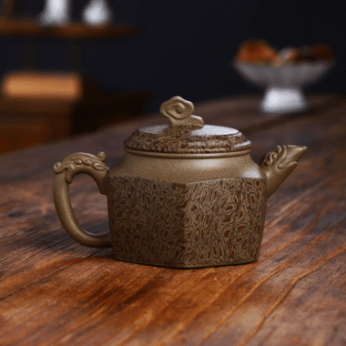Full Handmade Yixing Zisha Teapot [Wucai Xiangyun] (Qing Duan/Jiao Ni – 330ml)