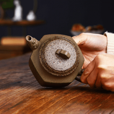 Full Handmade Yixing Zisha Teapot [Wucai Xiangyun] (Qing Duan/Jiao Ni – 330ml)