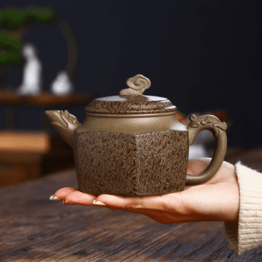 Full Handmade Yixing Zisha Teapot [Wucai Xiangyun] (Qing Duan/Jiao Ni – 330ml)