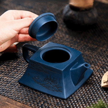 Full Handmade Yixing Zisha Teapot [Ya Sifang] (Tian Qing Ni – 300ml)