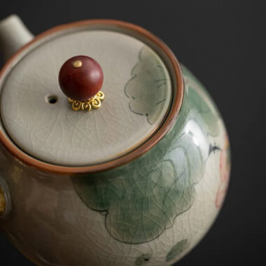 Ge Kiln Hand-painted Ice Crackle Ceramic [Lotus] Side Handle Teapot 250ml