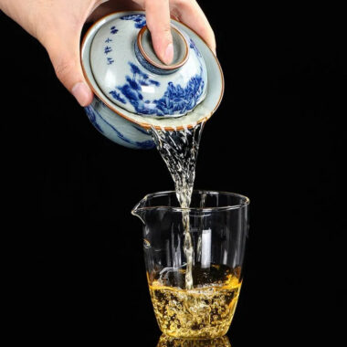 Handmade Aged Ceramic Clay [Qinghua] Sancai Gaiwan 210ml