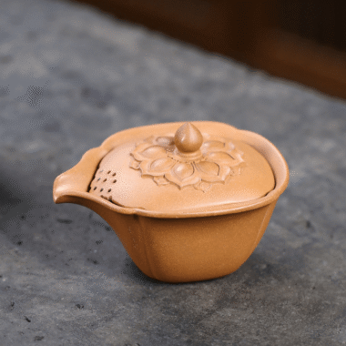 Handmade Yixing Zisha Hand-Grab Pot / Teapot [Lotus] (Zi Ni/Jiang Po Ni – 170ml)