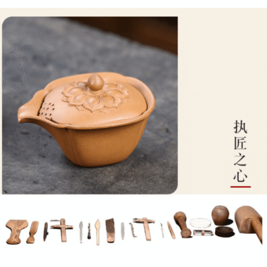 Handmade Yixing Zisha Hand-Grab Pot / Teapot [Lotus] (Zi Ni/Jiang Po Ni – 170ml)