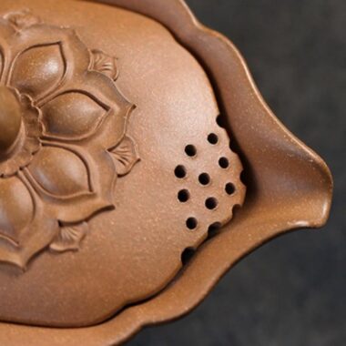 Handmade Yixing Zisha Hand-Grab Pot / Teapot [Lotus] (Zi Ni/Jiang Po Ni – 170ml)