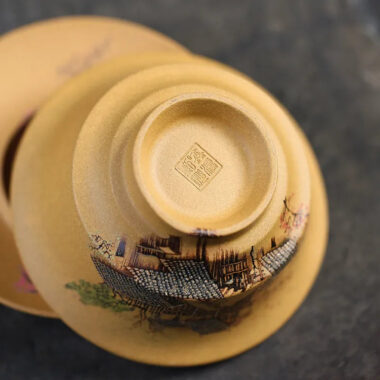 Handmade Yixing Zisha Gaiwan [Spring of Jiangnan] (Huangjin Duan Ni – 150ml)