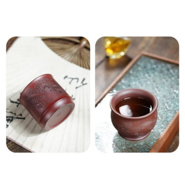 Handmade Yixing Zisha Master Tea Cup Gift Set [Jiangnan Shanshui]