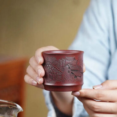 Handmade Yixing Zisha Master Tea Cup Gift Set [Jiangnan Shanshui]