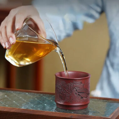 Handmade Yixing Zisha Master Tea Cup Gift Set [Jiangnan Shanshui]