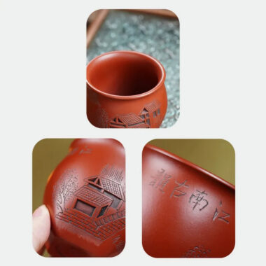 Handmade Yixing Zisha Master Tea Cup Gift Set [Jiangnan Shanshui]