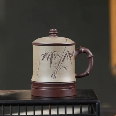 Handmade Yixing Zisha Tea Mug with Filter [Zui Chunfeng Zhu Jie] (Zi Ni / Duan Ni – 470ml)