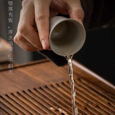 Heavy Bamboo Tea Tray [Chuang Mu – Ting Jing] Drawer Storage / Pipe Drainage
