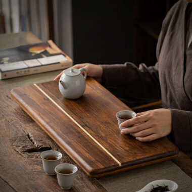 Heavy Bamboo Tea Tray [Chuang Mu – Ting Jing] Drawer Storage / Pipe Drainage