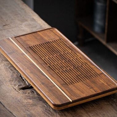 Heavy Bamboo Tea Tray [Chuang Mu – Ting Jing] Drawer Storage / Pipe Drainage