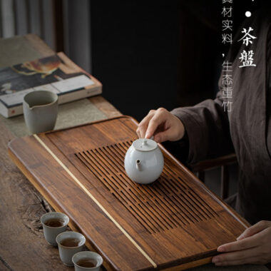 Heavy Bamboo Tea Tray [Chuang Mu – Ting Jing] Drawer Storage / Pipe Drainage