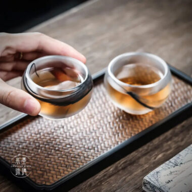 Ink Paint Glass Zen Tea Cup/Fair Cup/Gaiwan/Tea Strainer/Full Set