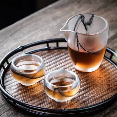 Ink Paint Glass Zen Tea Cup/Fair Cup/Gaiwan/Tea Strainer/Full Set