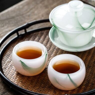 Ink Paint Jade Porcelain/Green Paint Emerald Zhijue Tea Cup 50ml