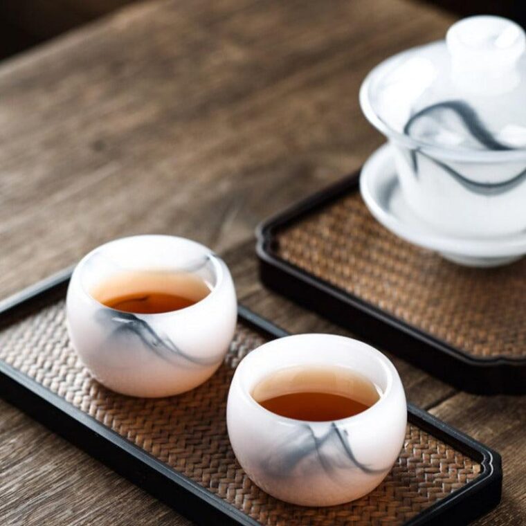 Ink Paint Jade Porcelain/Green Paint Emerald Zhijue Tea Cup 50ml