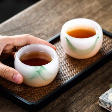 Ink Paint Jade Porcelain/Green Paint Emerald Zhijue Tea Cup 50ml