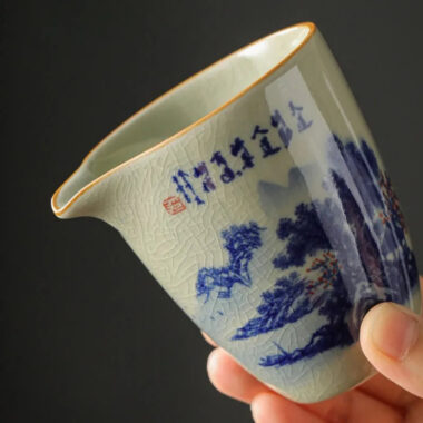 Jindezhen Gu Ru Ice Crackle Ceramic Fair Cup / Strainer [Jiangshan Keran]