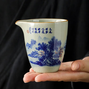 Jindezhen Gu Ru Ice Crackle Ceramic Fair Cup / Strainer [Jiangshan Keran]