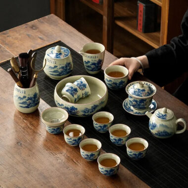 Jindezhen Gu Ru Ice Crackle Ceramic Tea Set [Jiangshan Keran]