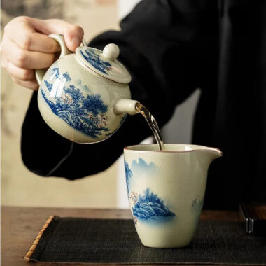 Jindezhen Gu Ru Ice Crackle Ceramic Tea Set [Jiangshan Keran]