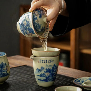 Jindezhen Gu Ru Ice Crackle Ceramic Tea Set [Jiangshan Keran]