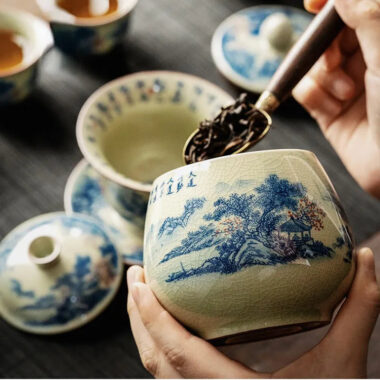 Jindezhen Gu Ru Ice Crackle Ceramic Tea Set [Jiangshan Keran]