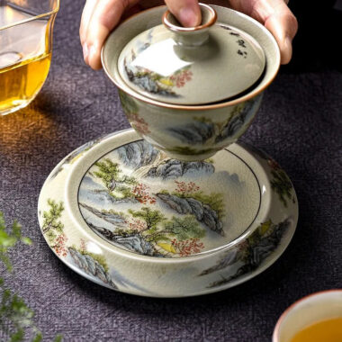 Jindezhen Gu Ru Ice Crackle Ceramic Tea Tray | Pot Stand [Jiangshan Keran/Zhi Ci Qinglu]