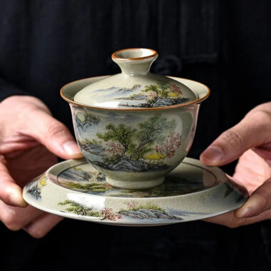 Jindezhen Gu Ru Ice Crackle Ceramic Tea Tray | Pot Stand [Jiangshan Keran/Zhi Ci Qinglu]