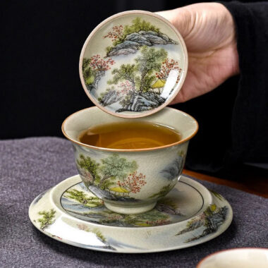 Jindezhen Gu Ru Ice Crackle Ceramic Tea Tray | Pot Stand [Jiangshan Keran/Zhi Ci Qinglu]