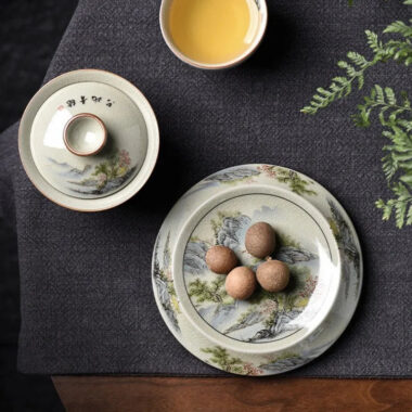 Jindezhen Gu Ru Ice Crackle Ceramic Tea Tray | Pot Stand [Jiangshan Keran/Zhi Ci Qinglu]