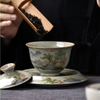 Jindezhen Gu Ru Ice Crackle Ceramic Tea Tray | Pot Stand [Jiangshan Keran/Zhi Ci Qinglu]